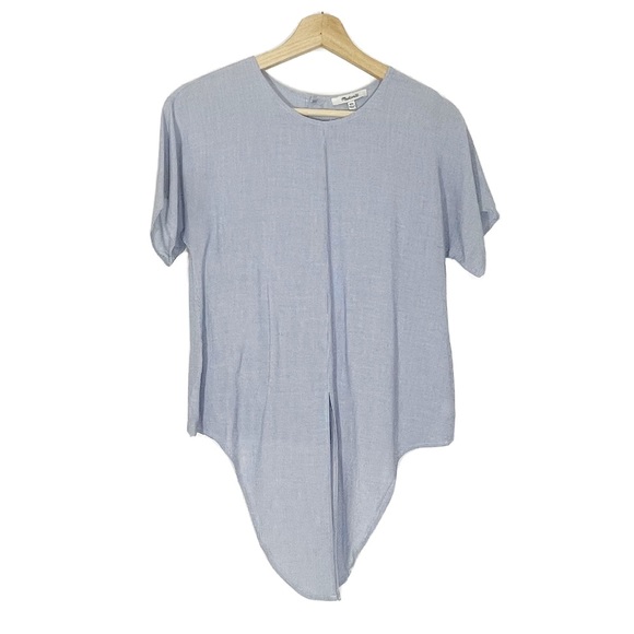 Madewell Striped Front Tie Top Short Sleeves Back Buttons Blue Sz XXS - Picture 2 of 13